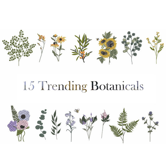 15 Flower Botanical machine embroidery designs