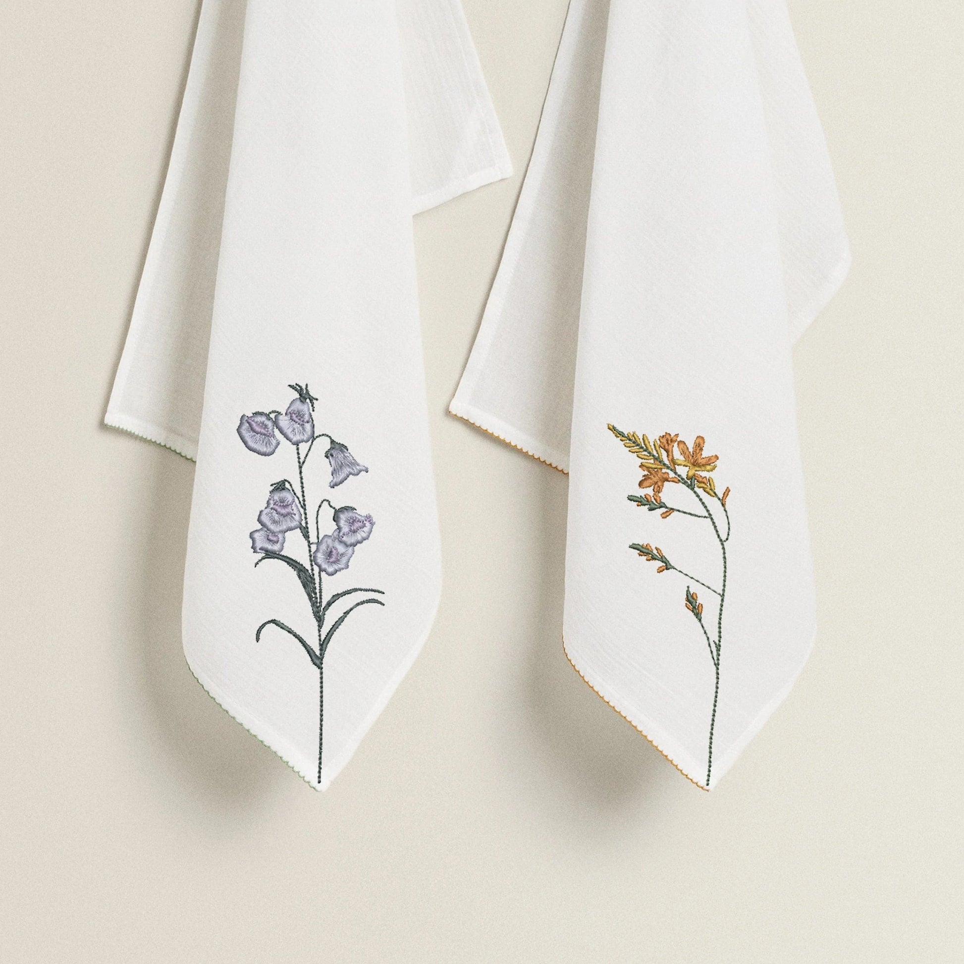 Wildflower machine embroidery design towels