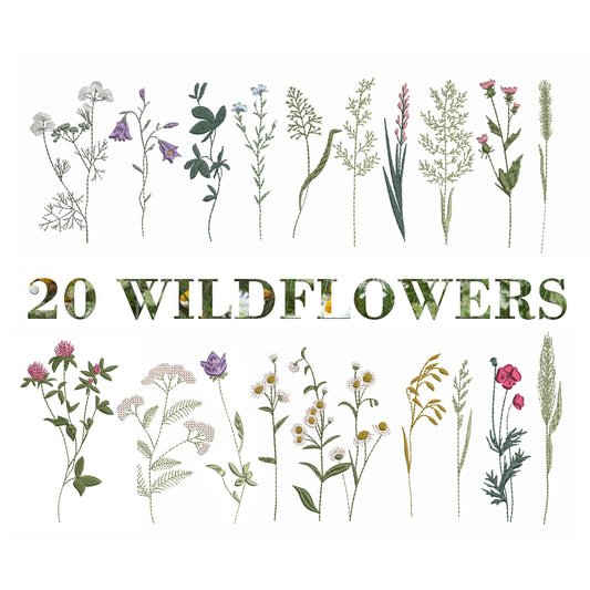 Wildflower machine embroidery design bundle