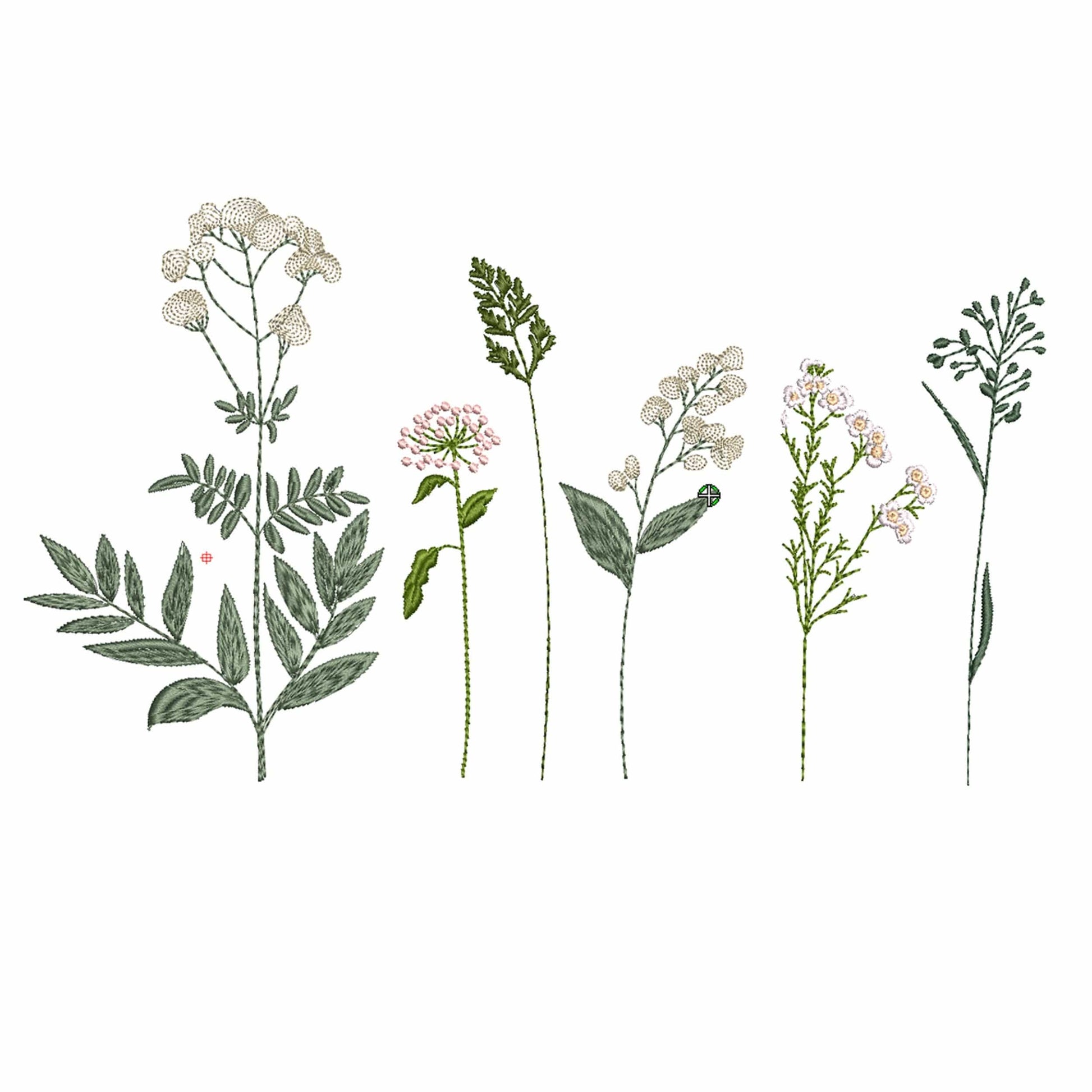 Grass, herb and wildflower machine embroidery design bundle