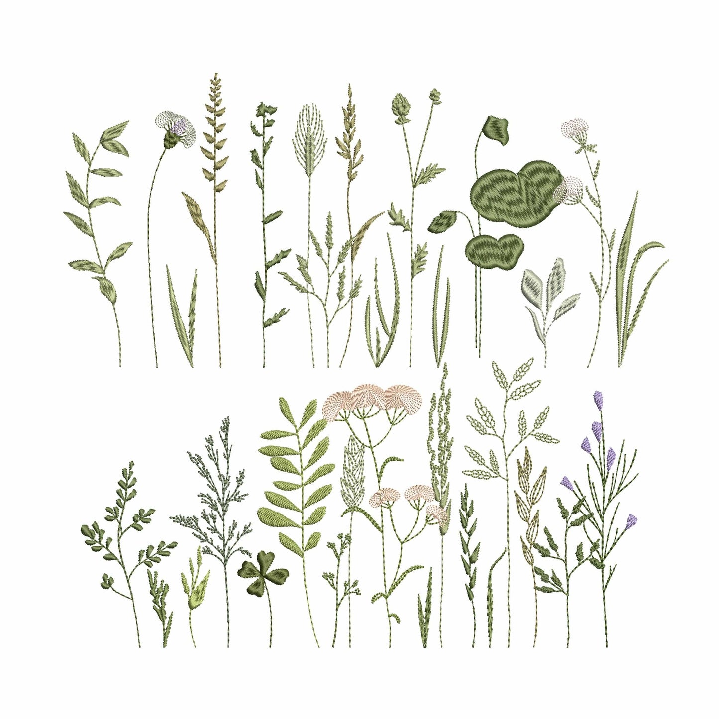 Wildflower grass and flowers machine embroidery design bundle