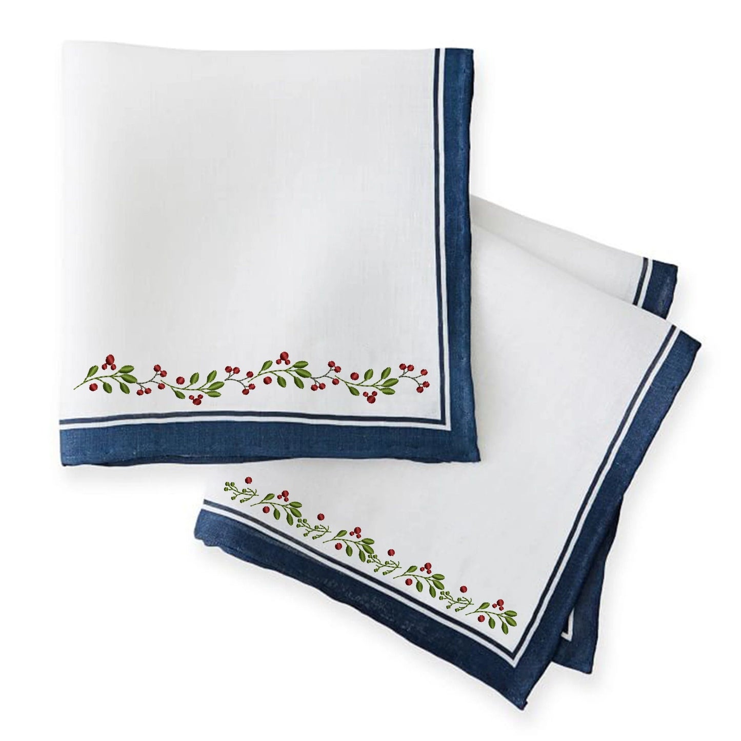 Christmas Flower Border Machine Embroidery Design on napkins