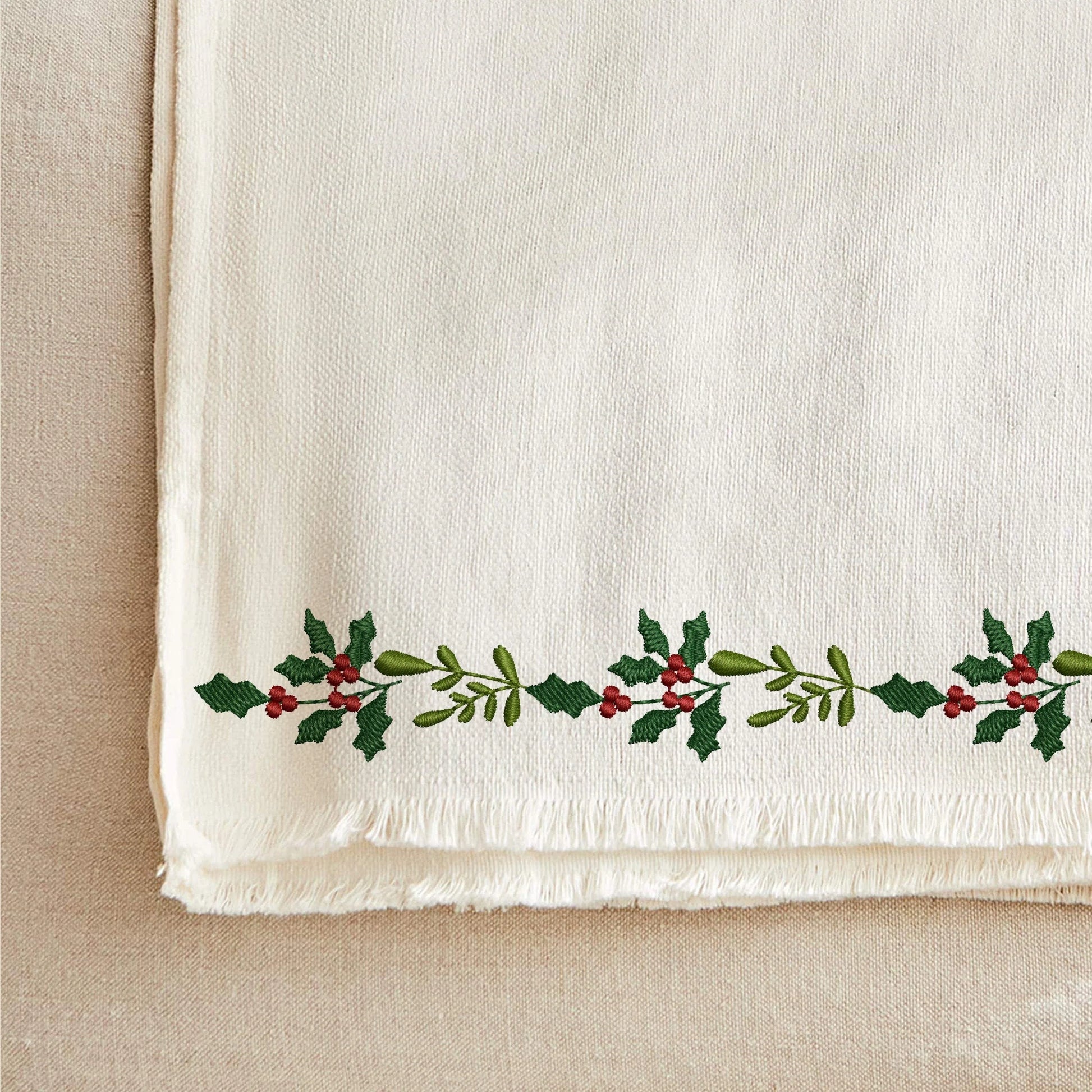 Christmas Flower Border Machine Embroidery Design on towel