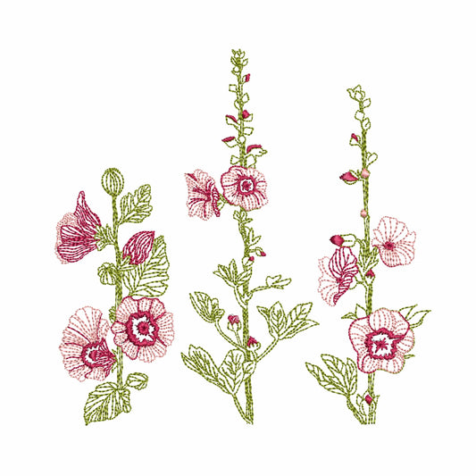 Alcea Flower Machine Embroidery Design