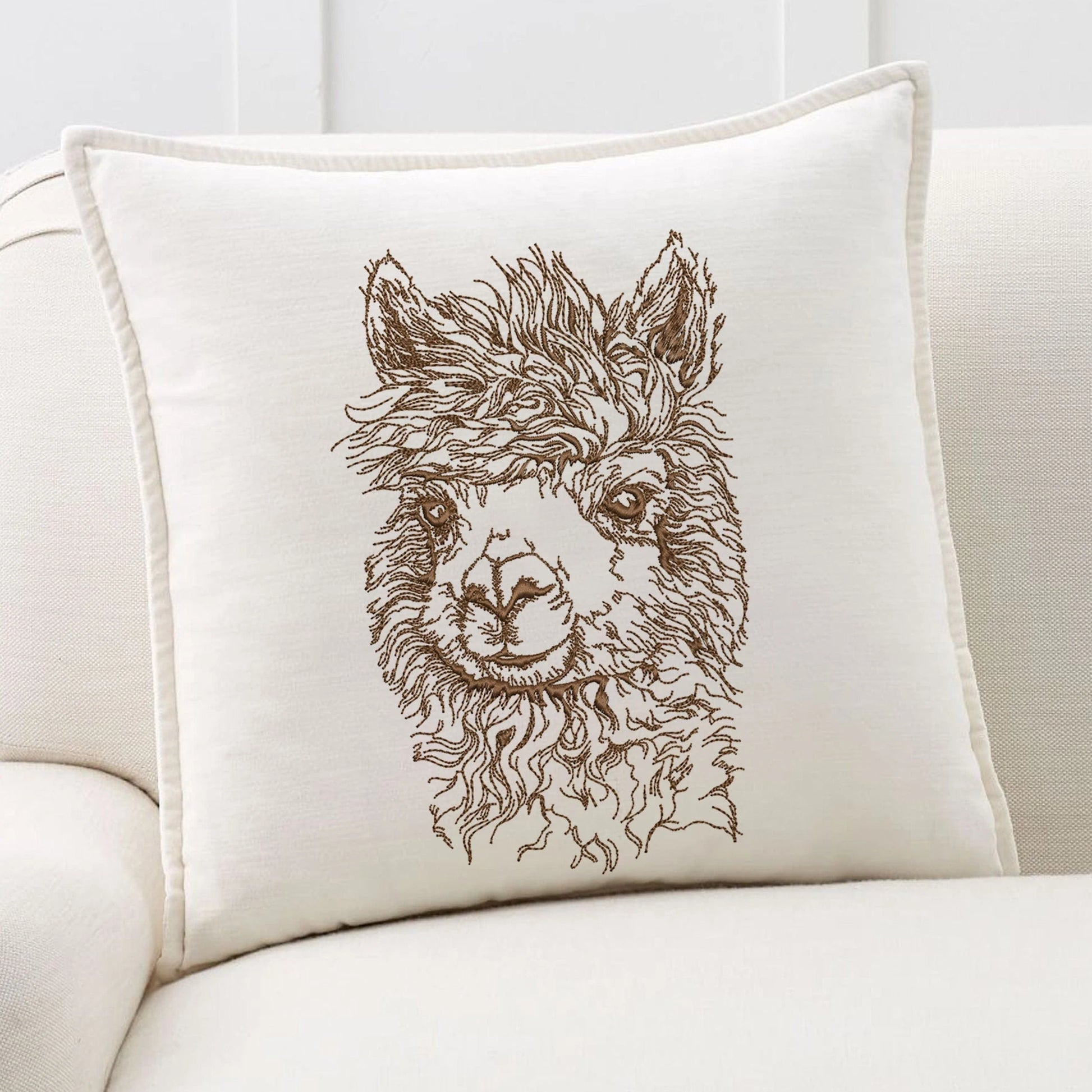 Alpaca Llama Machine Embroidery Design on pillow