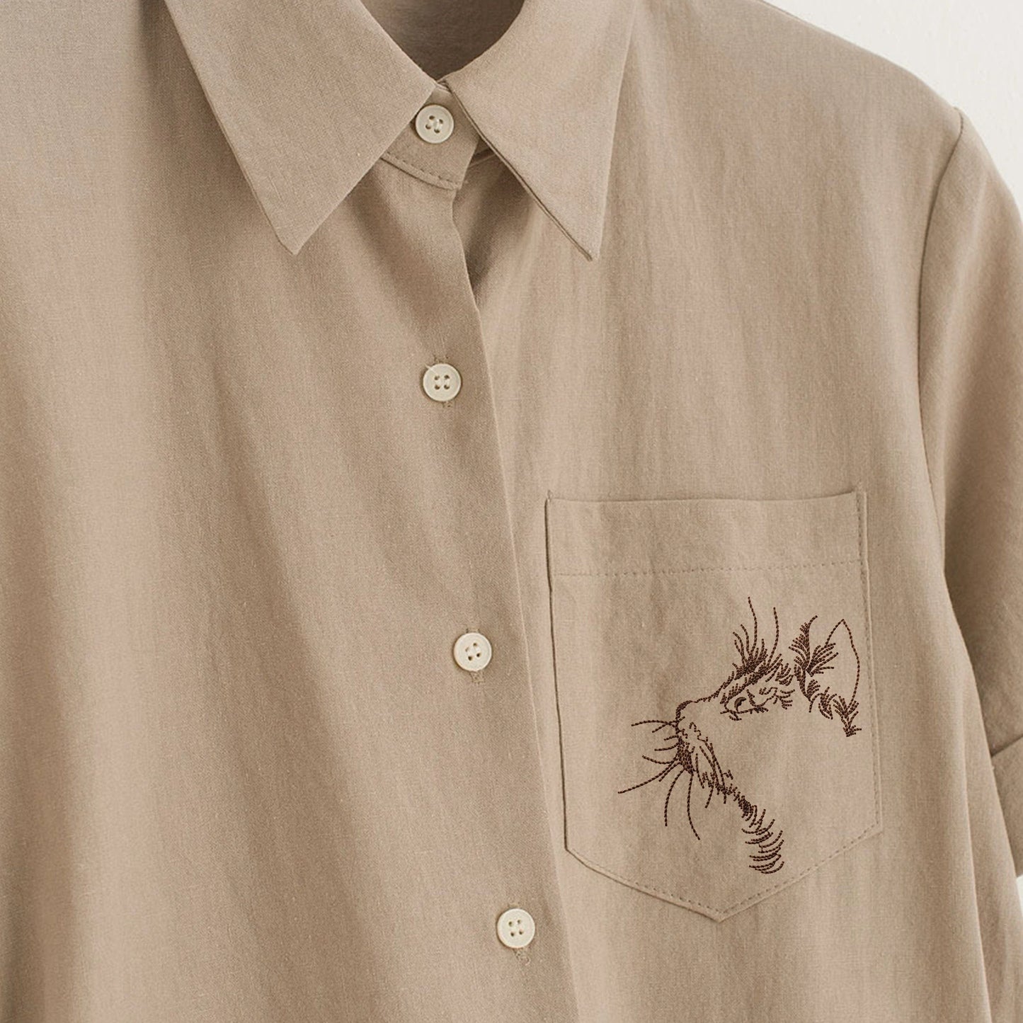Cat Machine Embroidery Design on blouse pocket