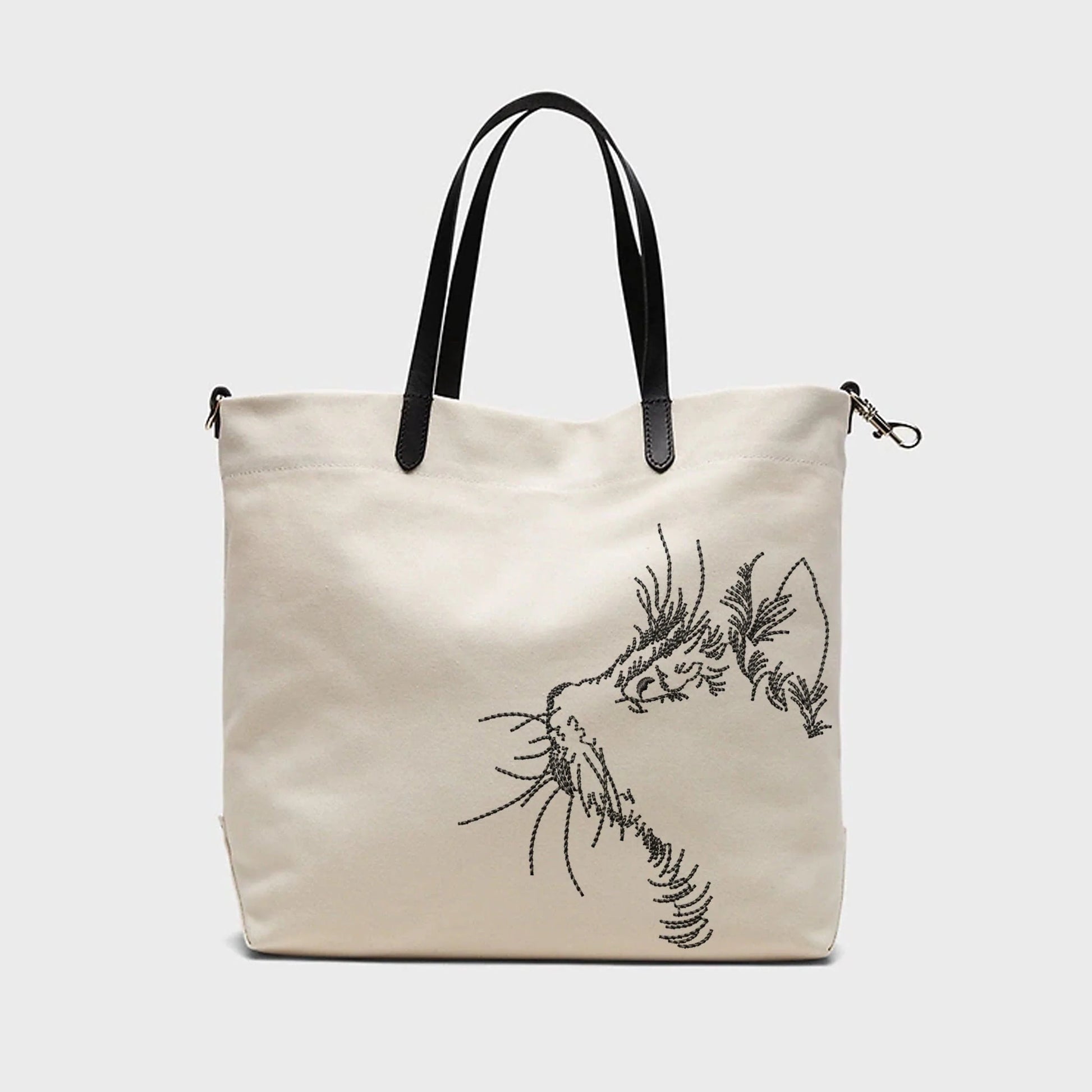 Cat Machine Embroidery Design on linen handbag