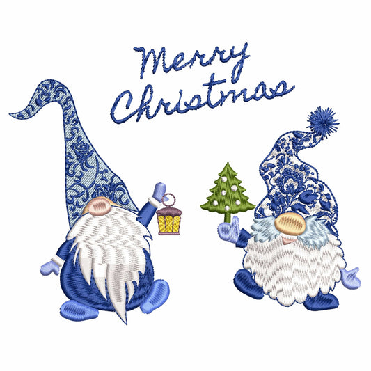 Chinoiserie Christmas Gnome Machine Embroidery Design Set