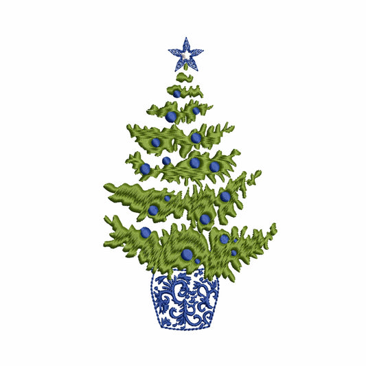 Chinoiserie Christmas Tree Machine Embroidery Design