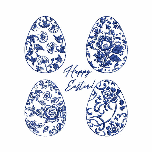 Chinoiserie Easter Egg Machine Embroidery Design Set