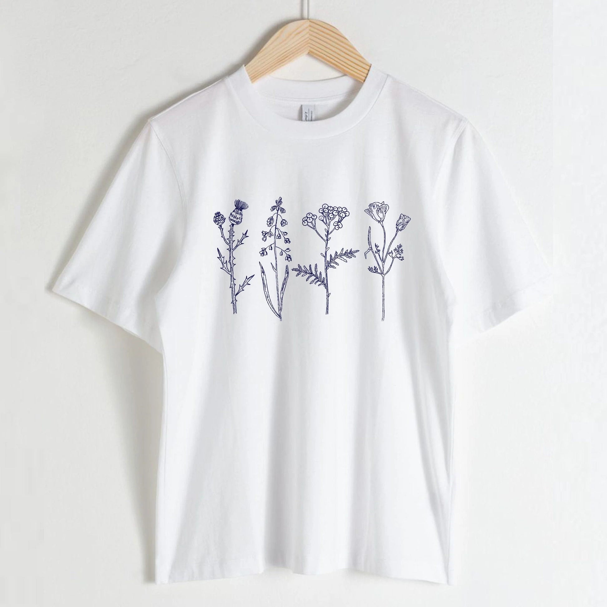Chinoiserie Meadow Flowers Machine Embroidery Design on t-shirt