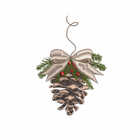 Christmas Pine Cone Machine Embroidery Design