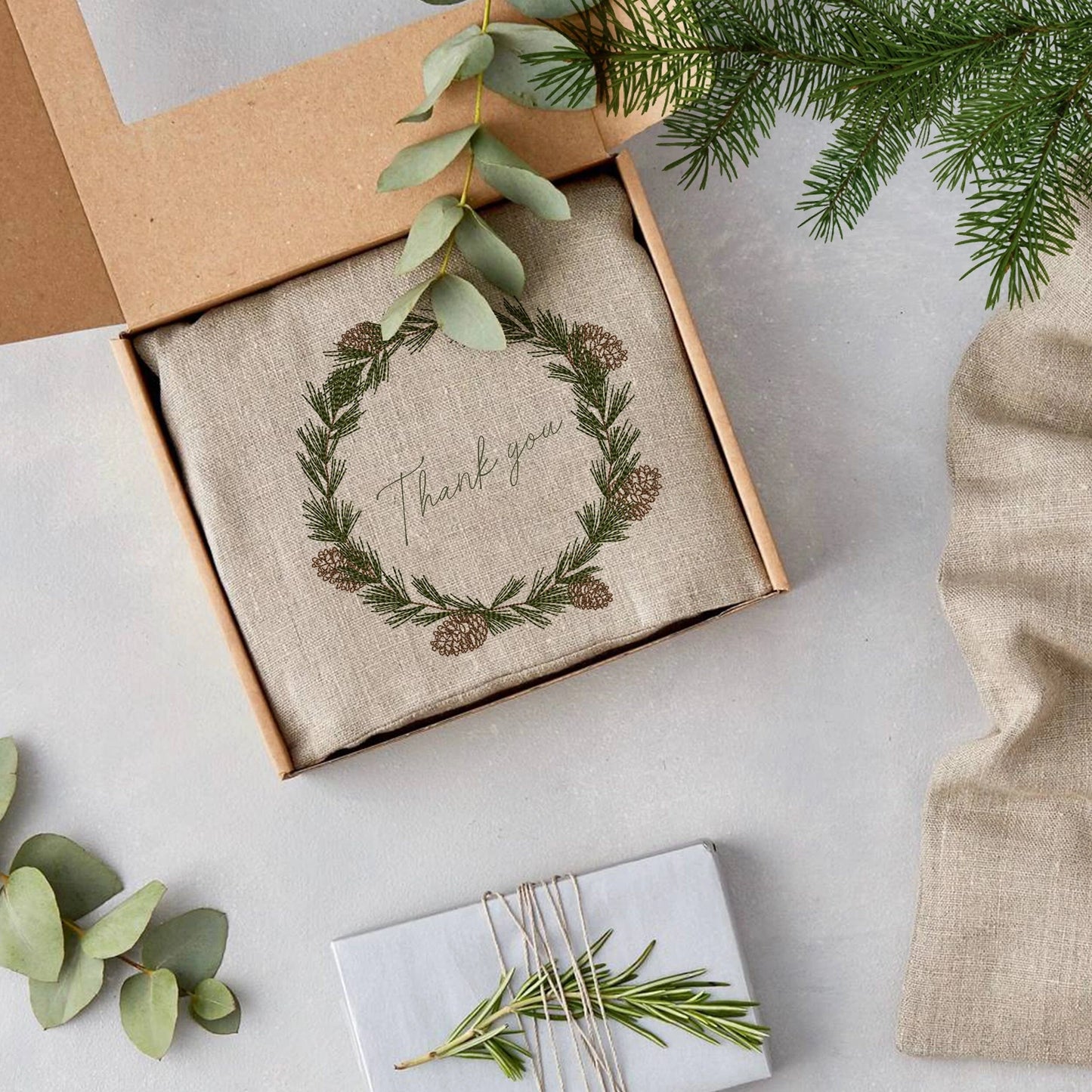 Christmas Pine Tree Monogram Wreath Machine Embroidery Design gift ideas