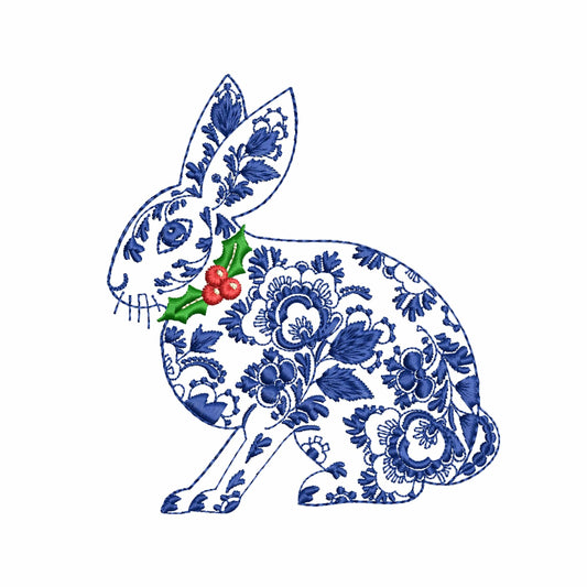 Christmas Rabbit for Machine Embroidery Design