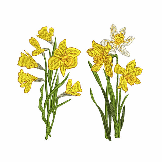 Daffodil Spring Narcissus Flowers machine embroidery design package