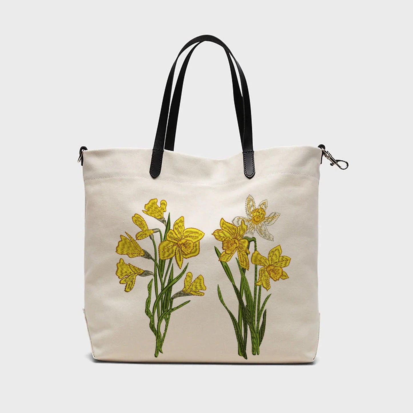 Daffodil Spring Narcissus Flowers machine embroidery design on handbag
