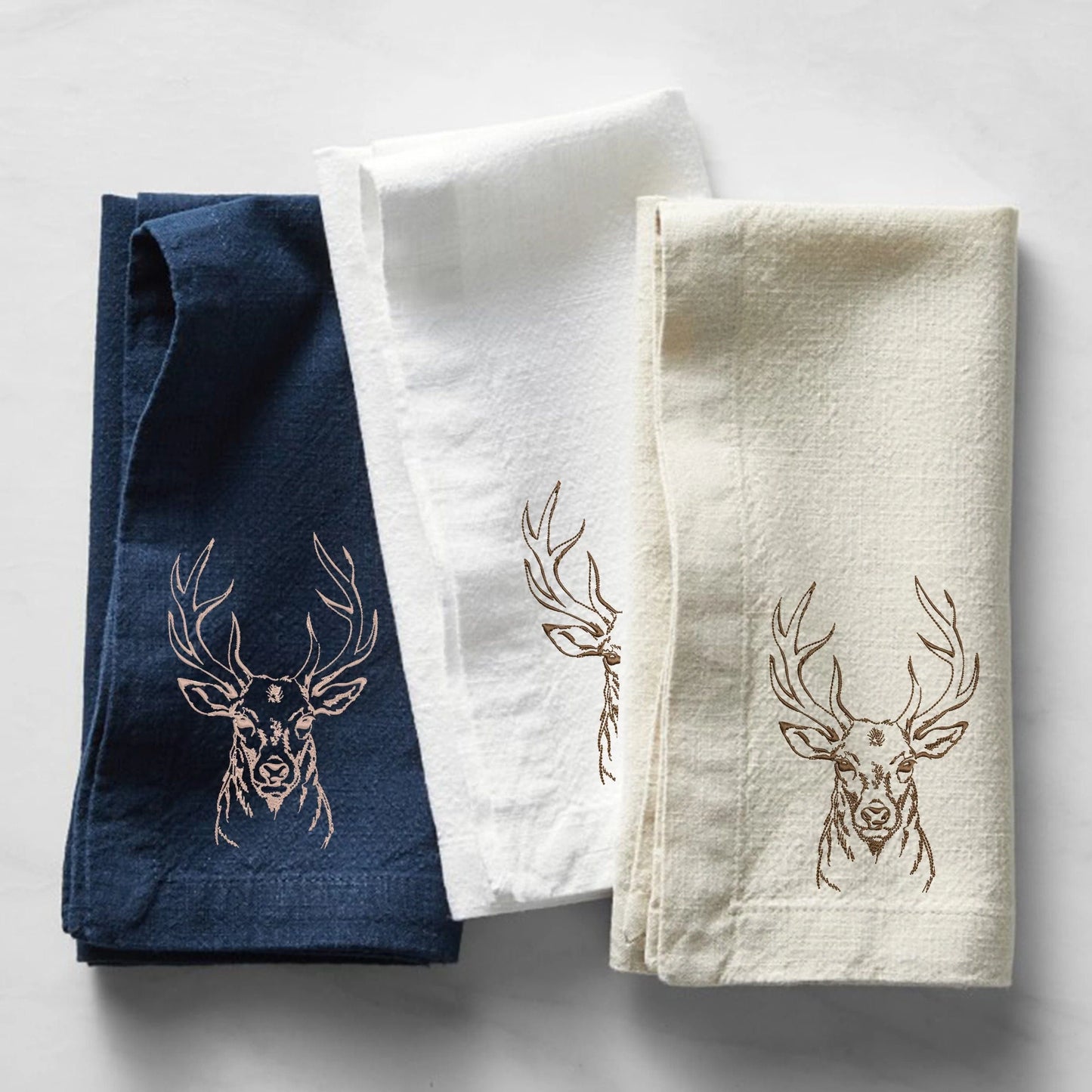 Deer Stag Machine Embroidery Design on table towel