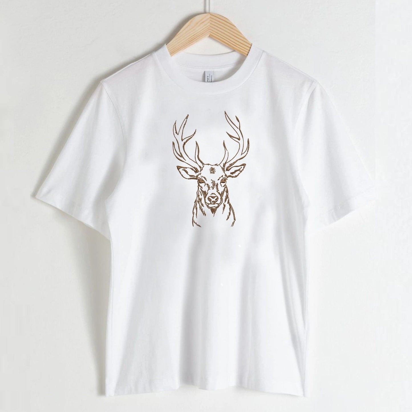 Deer Stag Machine Embroidery Design on t-shirt