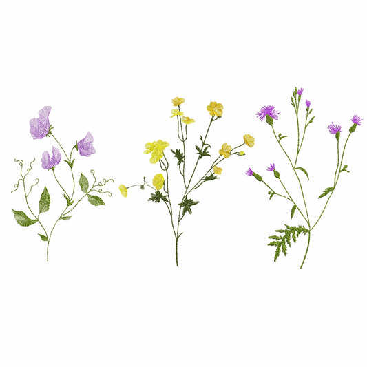 Delicate Wild Flowers machine embroidery design