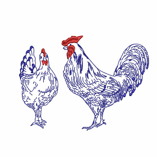 Easter Chicken and Hen Machine Embroidery Design