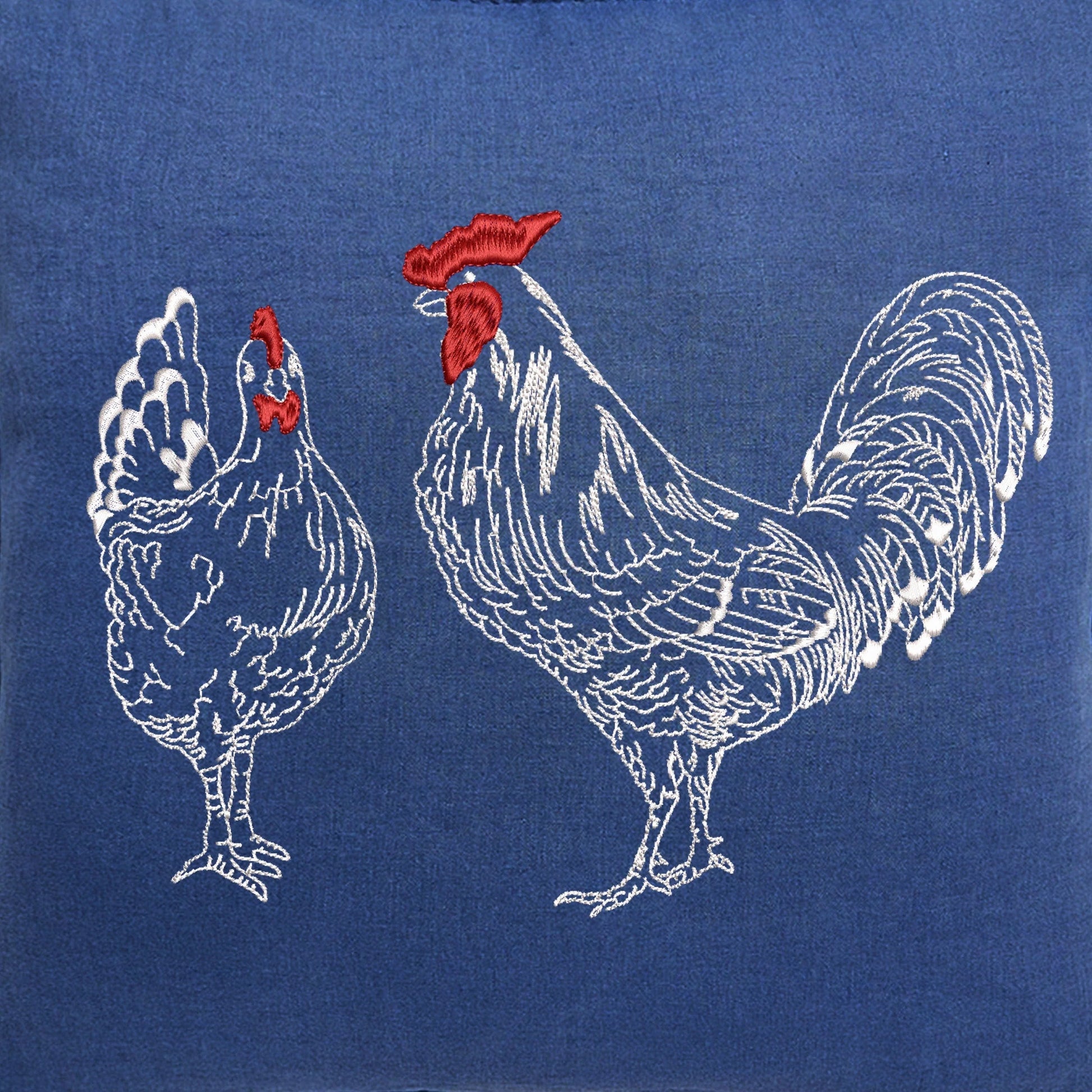 Easter Chicken and Hen Machine Embroidery Design on denim