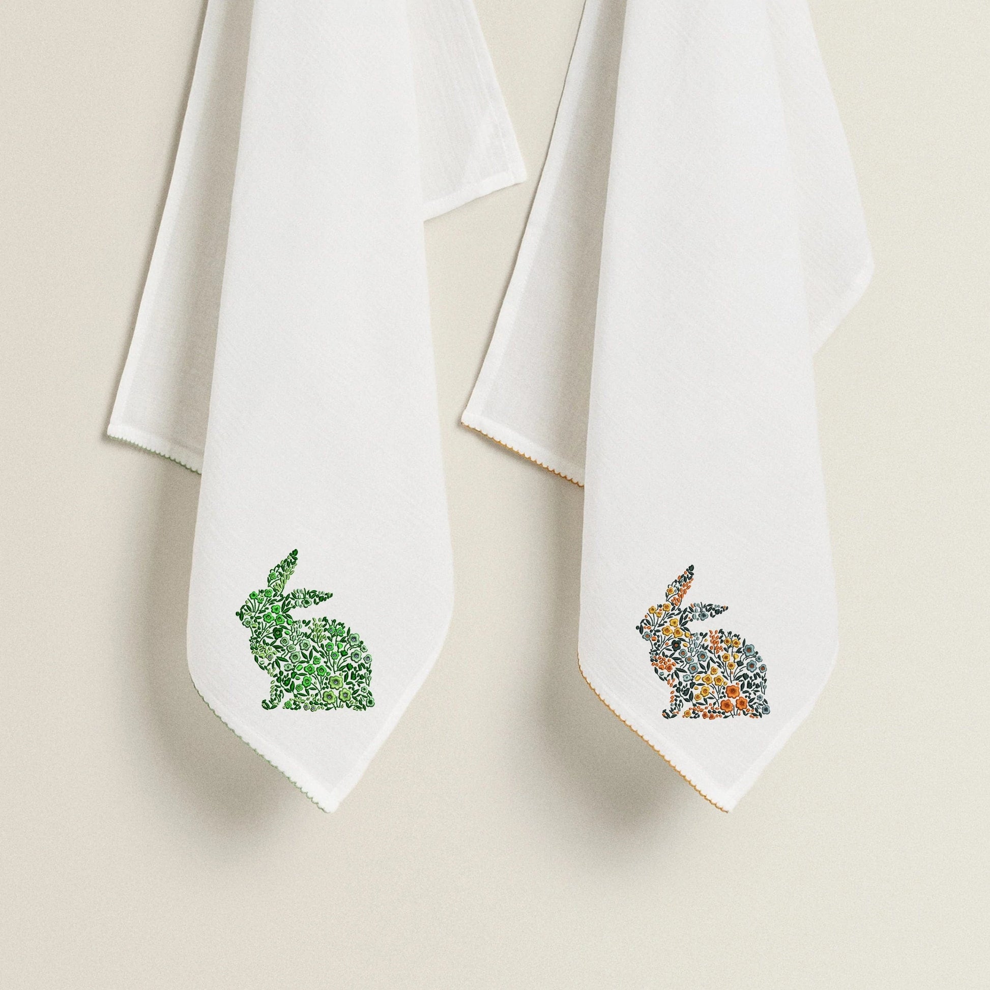 Easter Flower Bunny Machine Embroidery Design on towel