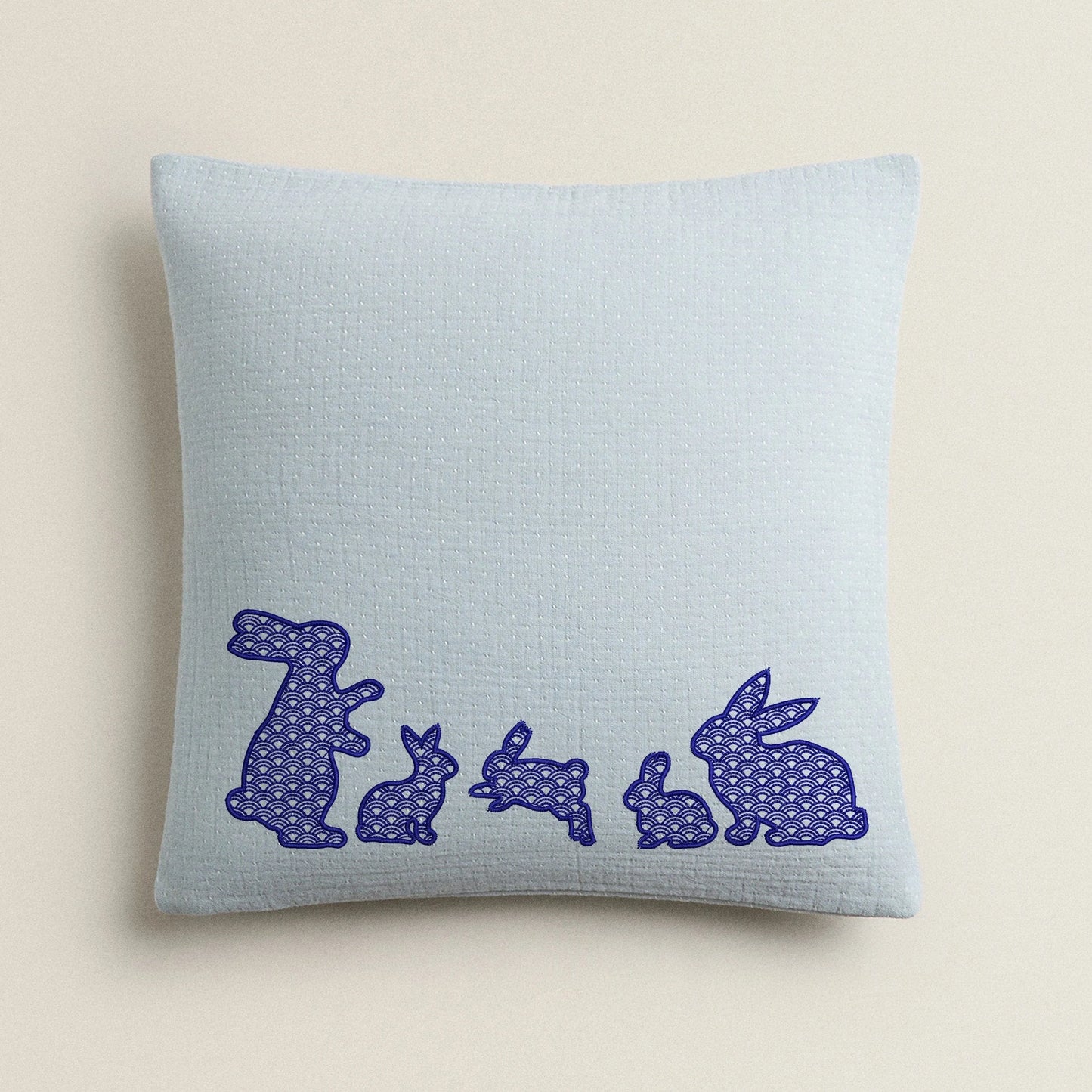 Easter Japandi Bunny Machine Embroidery Design on pillow