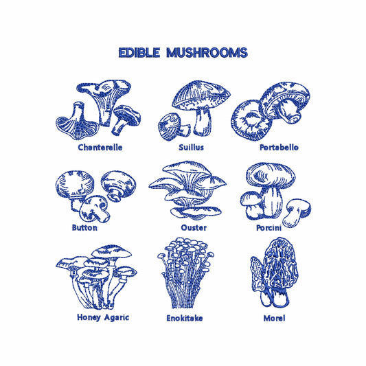 Edible Mushrooms Machine Embroidery Design Set