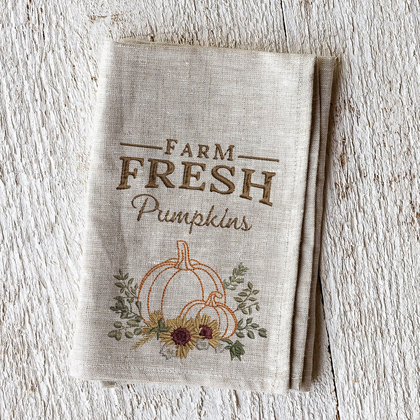 Farmhouse Thanksgiving Pumpkin Machine Embroidery Design on towel