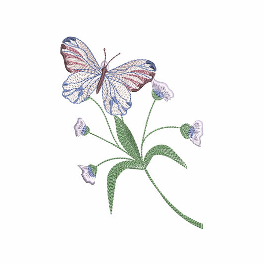 Flower Butterfly Machine Embroidery Design 