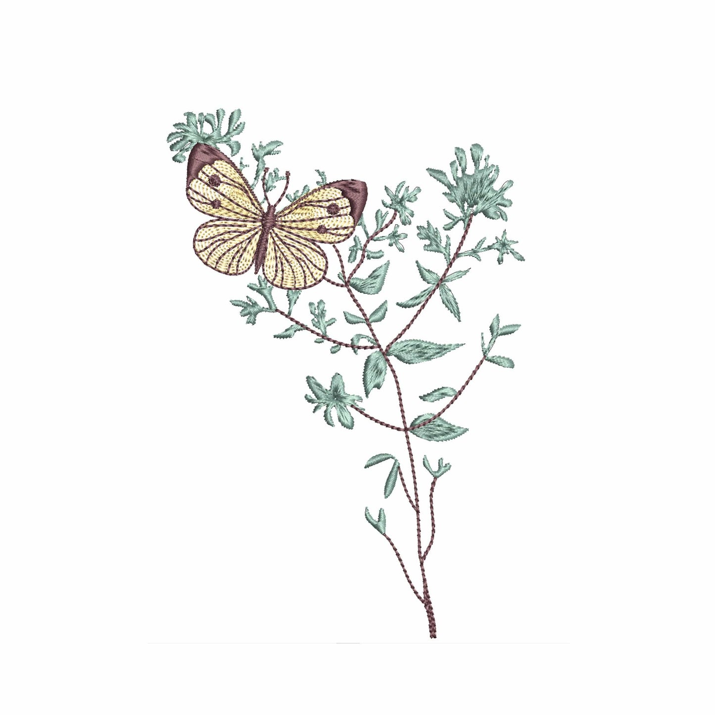 Vintage Flower Butterfly Machine Embroidery Design