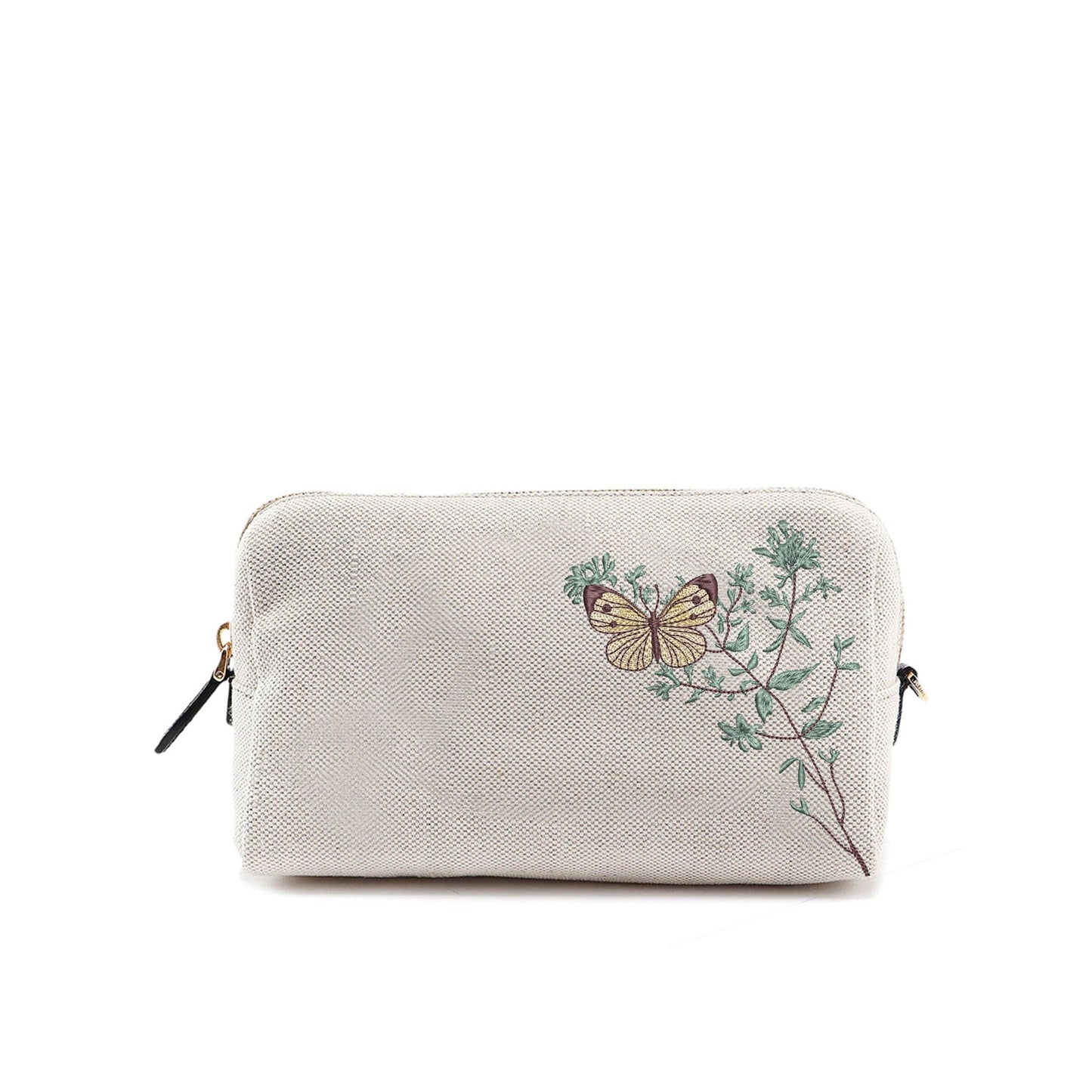 Vintage style Flower Butterfly Machine Embroidery Design on pouch