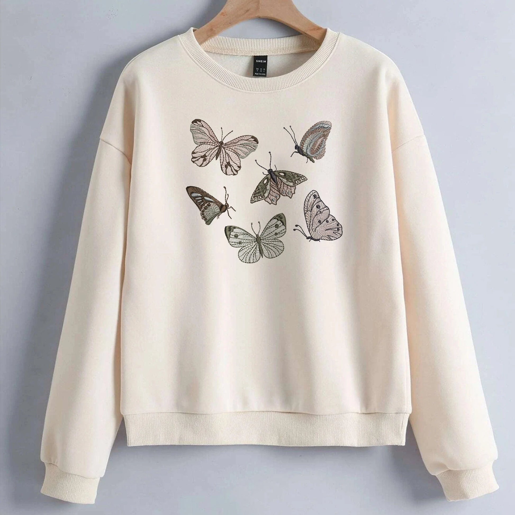 Flower Butterfly Set Machine Embroidery Design Bundle on sweatshirt