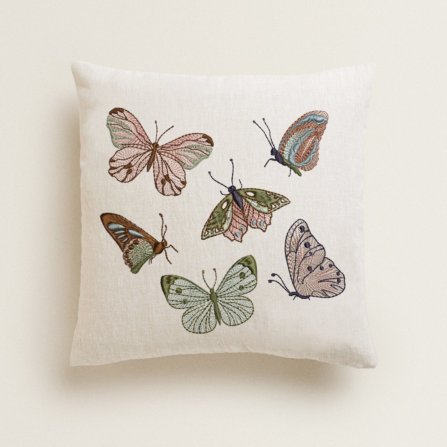Flower Butterfly Set Machine Embroidery Design Bundle on pillow