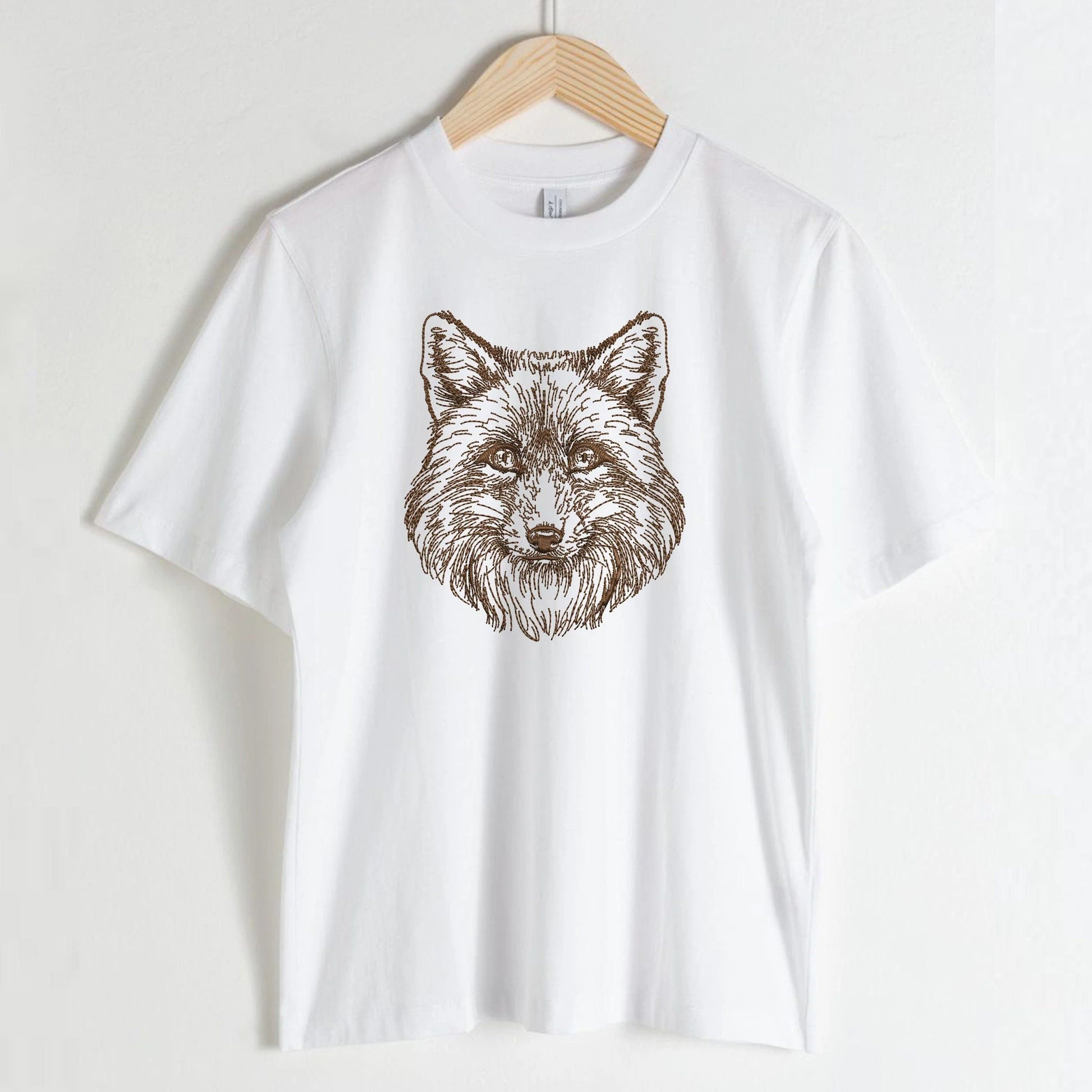 Forest Fox Face Machine Embroidery Design on t-shirt