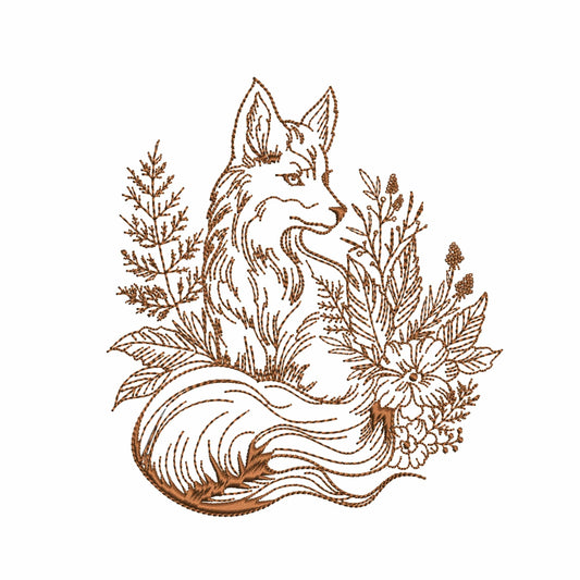 Forest Fox Machine Embroidery Design