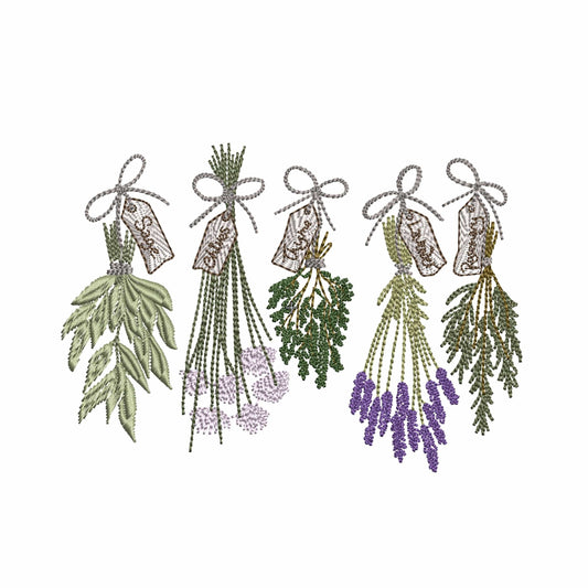 Hanging Drying Herbs for Machine Embroidery Design