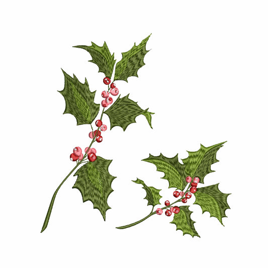 Holly Christmas Machine Embroidery Design
