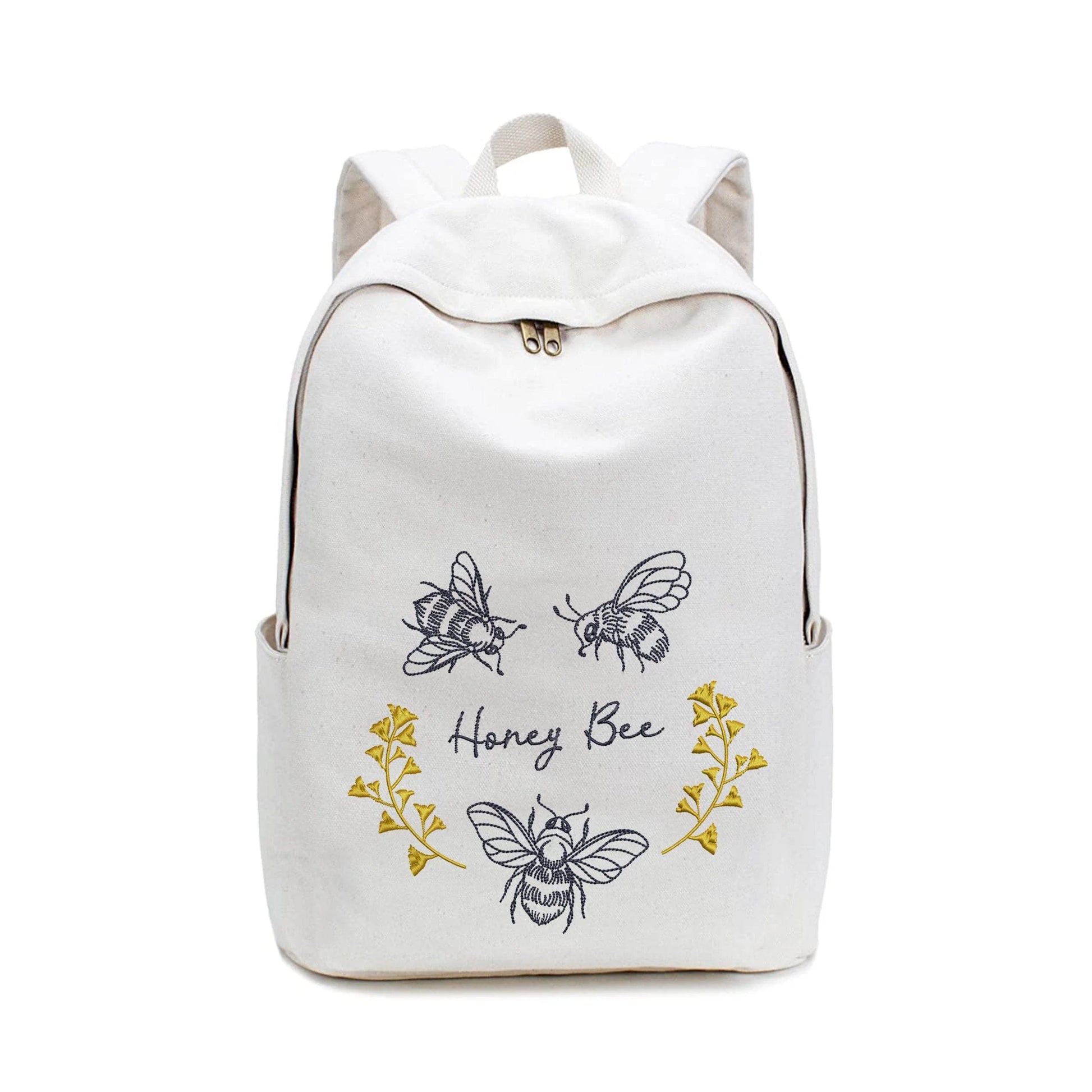 Honey Bee Machine Embroidery Design on a packpack