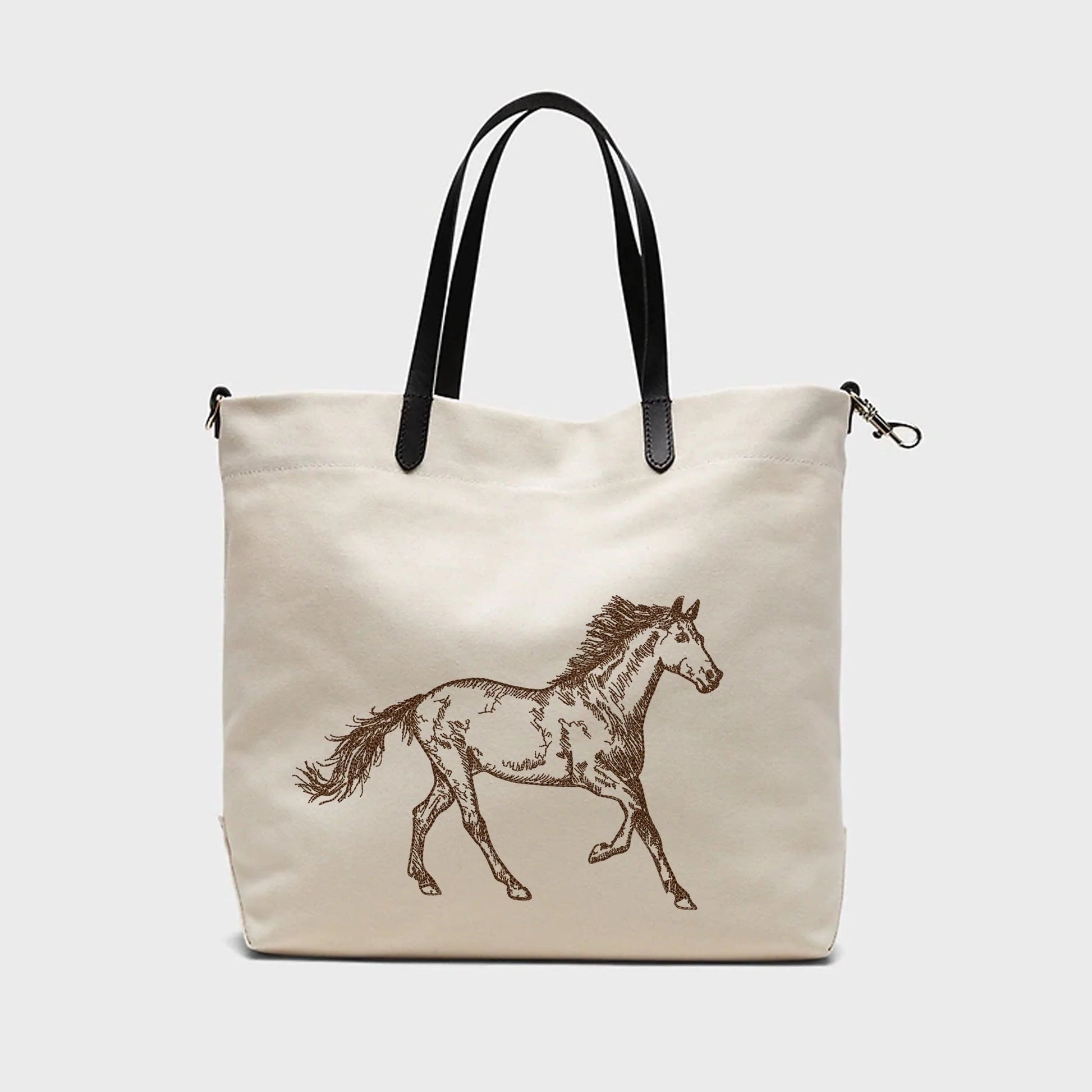 Horse Machine Embroidery Design on a handbag