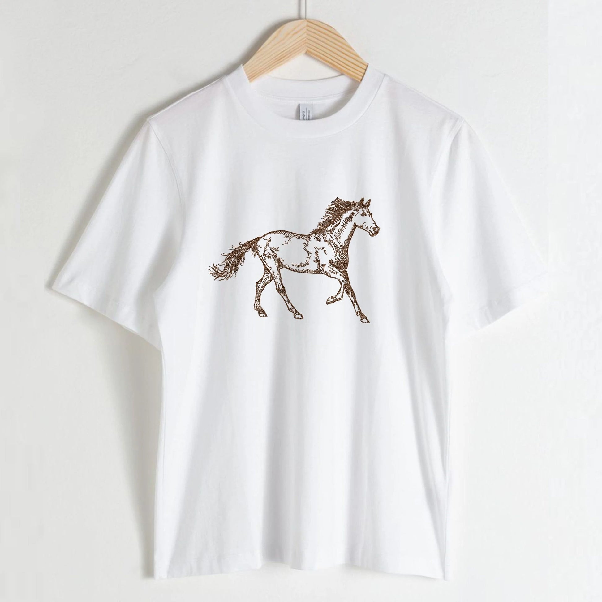 Horse Machine Embroidery Design on a t-shirt