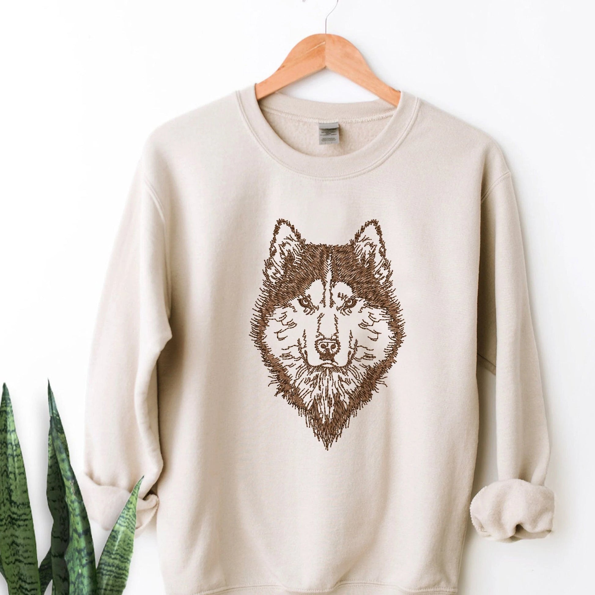 Husky Dog Machine Embroidery Design on t-shirt