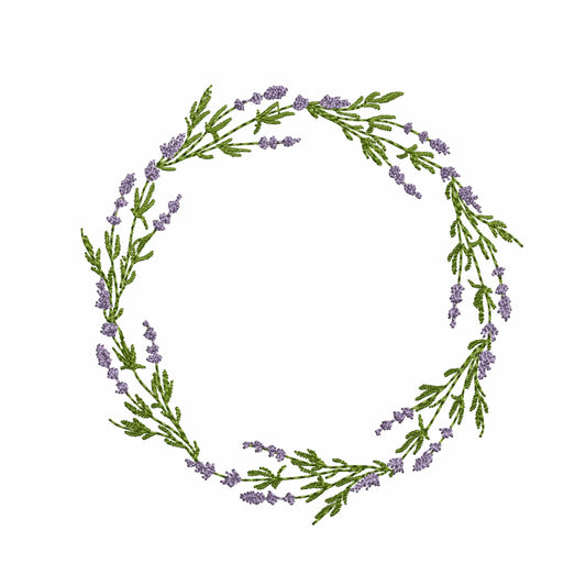 Lavender Flower Wreath Machine Embroidery Design