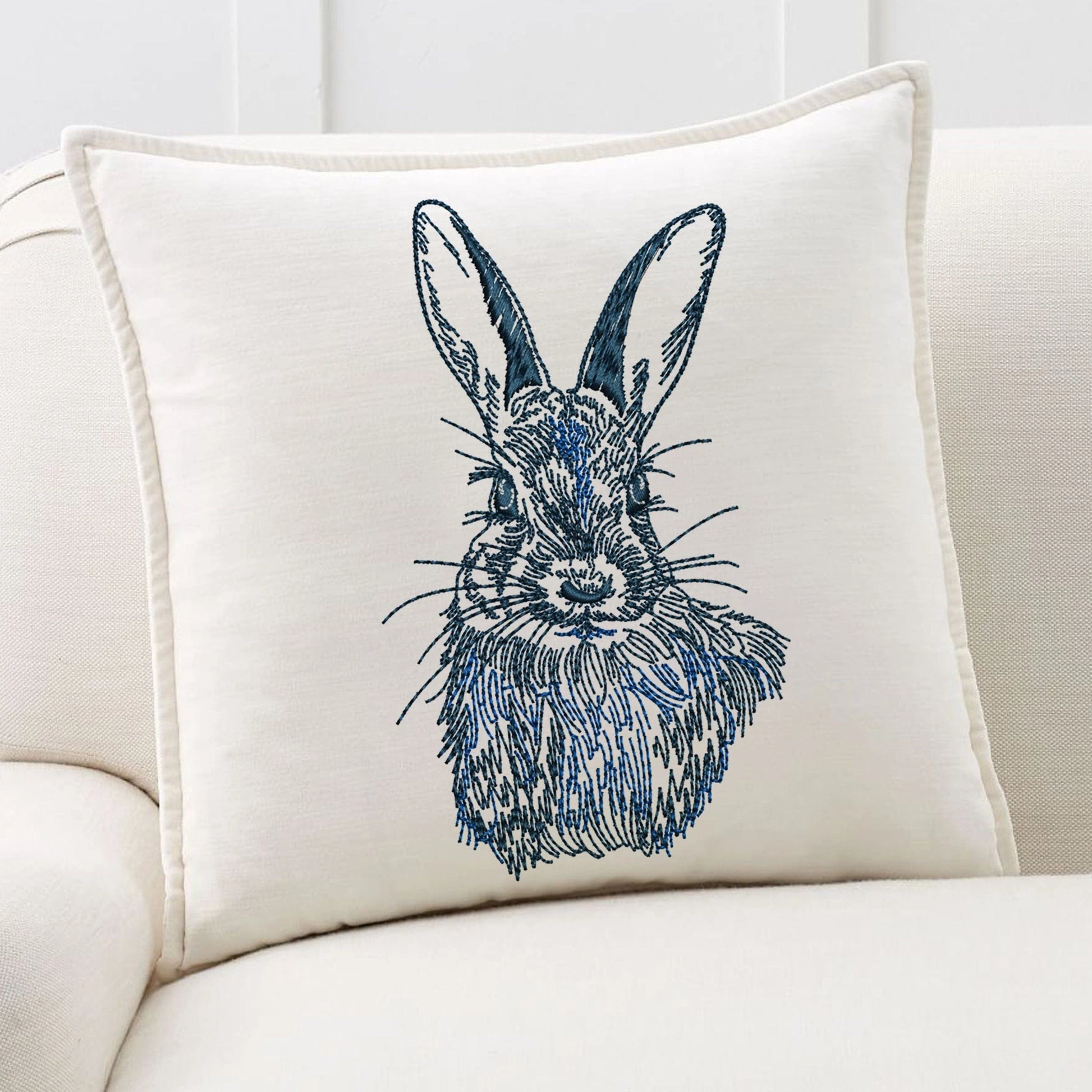 Natural Easter Bunny Machine Embroidery Design on pillow
