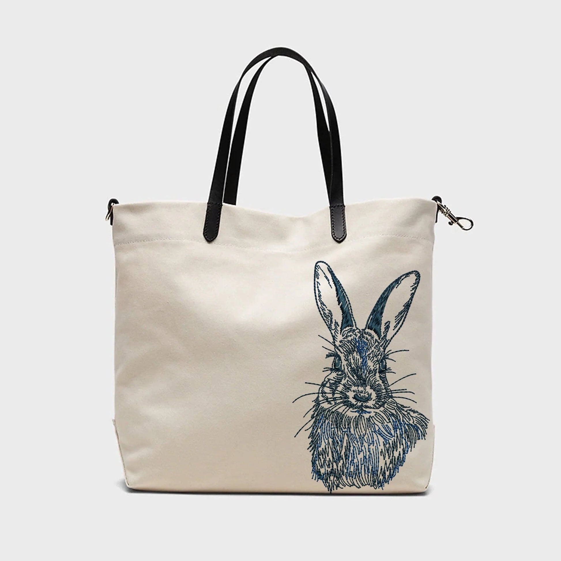 Natural Easter Bunny Machine Embroidery Design on handbag