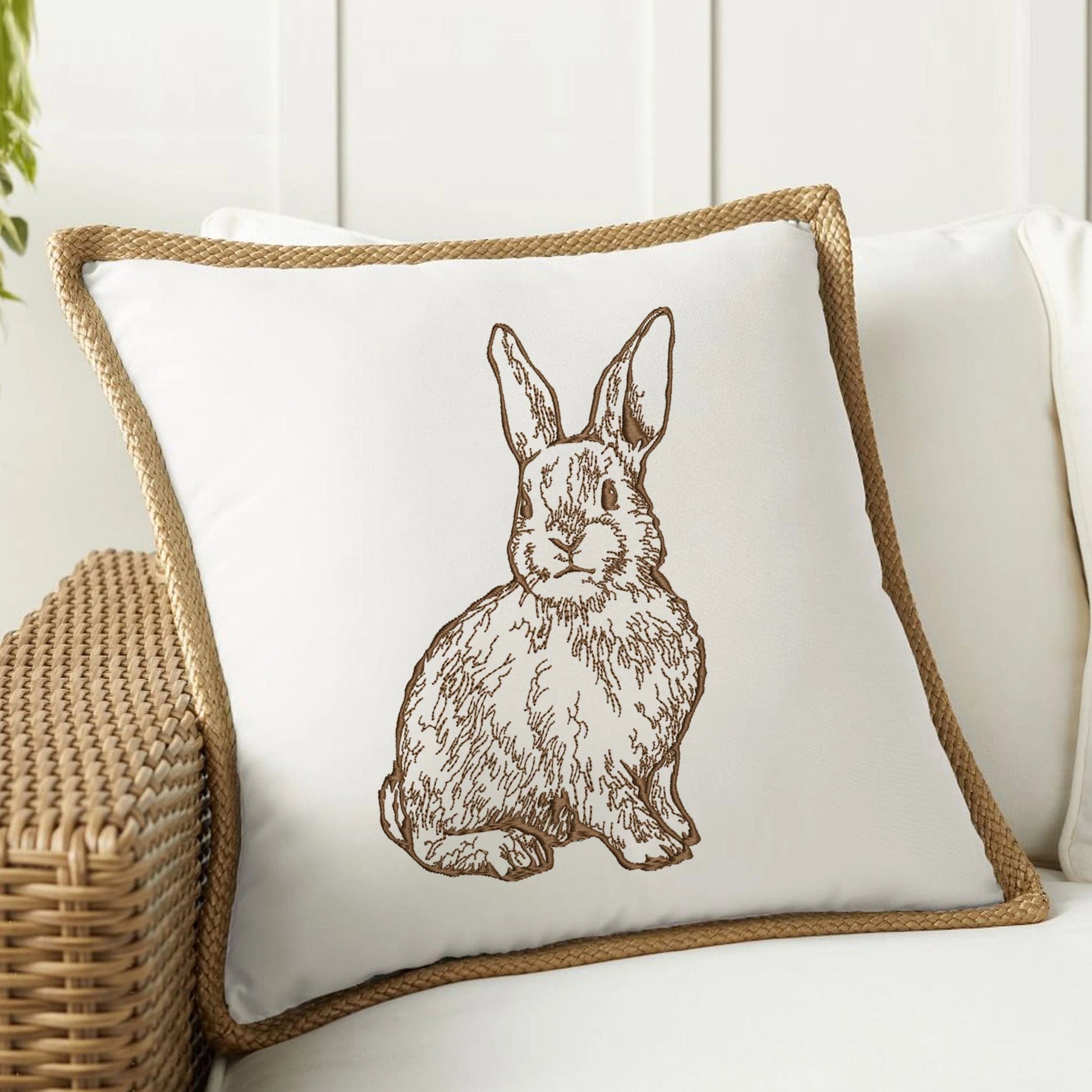 Rabbit Machine Embroidery Design on pillow