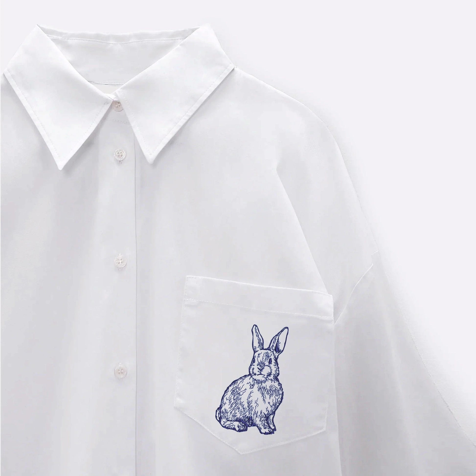Rabbit Machine Embroidery Design on blouse pocket