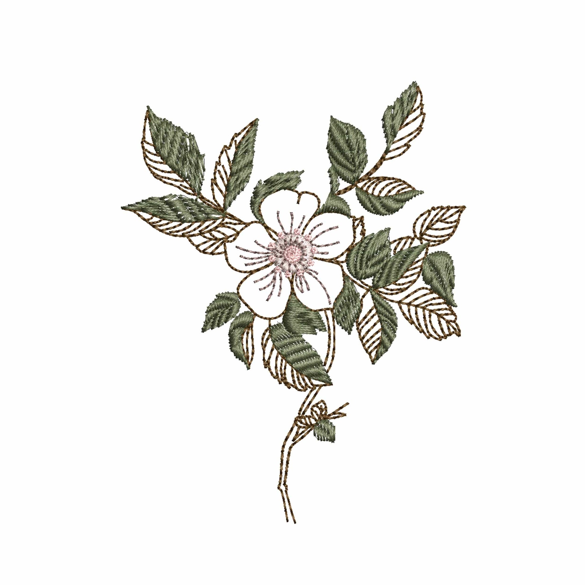 Tea Rose Branch for Machine Embroidery Design for wedding