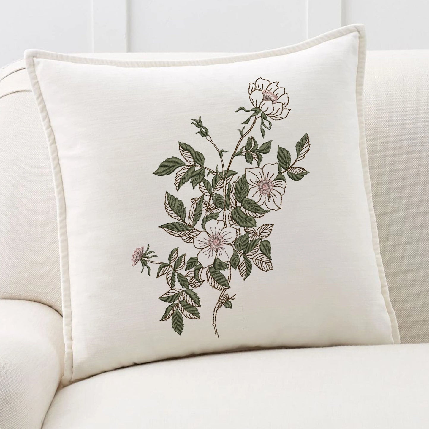 Rose Branch for Machine Embroidery Design on pillow