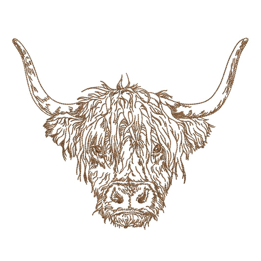 Scottish Cow Machine Embroidery Design